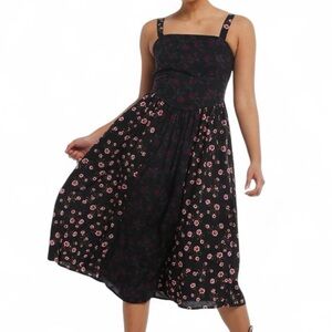 Thorn & Fable Floral Color-Block Midi Dress